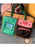 Black Color Block Canvas Laptop Tote Bag - Funky Multi-Pocket Design for Women (37*31*3cm)