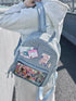 Light blue Large Capacity Anime Denim Bookbag for School Commute  Anime Fans