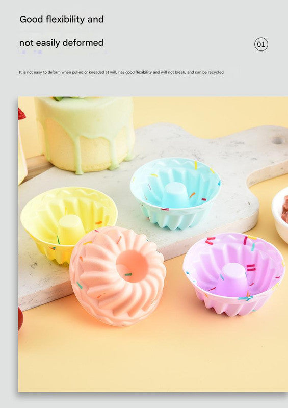 Style 9 Silicone Mini Cake Molds (30 Pack) -  For Cupcakes, Desserts (6.5x6.5x3cm)
