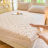 Beige Ultra Soft Plush Fitted Sheet - Winter Warm Plush Bed Sheet Embossed Diamond Pattern (180x200cm)