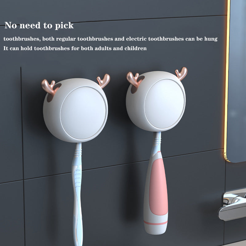 Cute UV Toothbrush Sanitizer Holder - Wall Mounted, Portable for Travel (Deer)