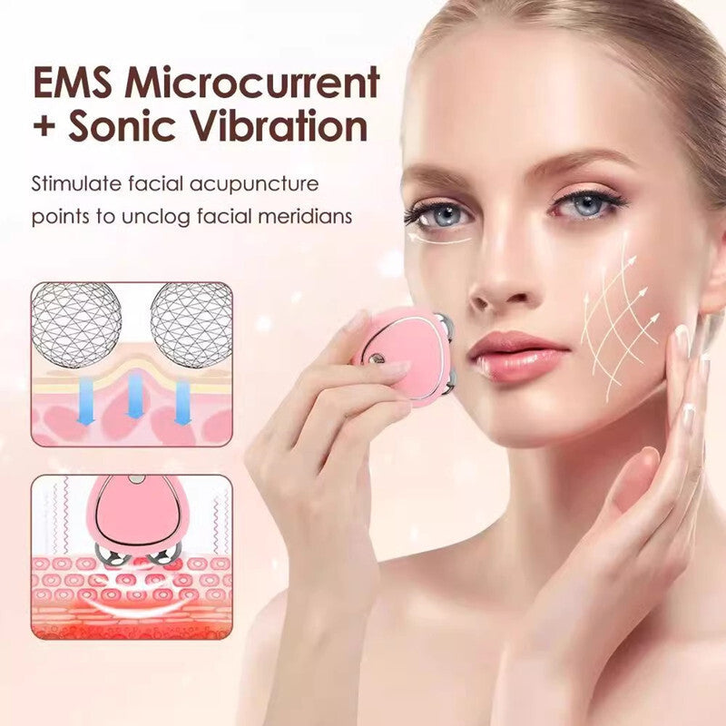 White Microcurrent Face Lifting Massager - Sonic Vibration, V-Shape Sculpting