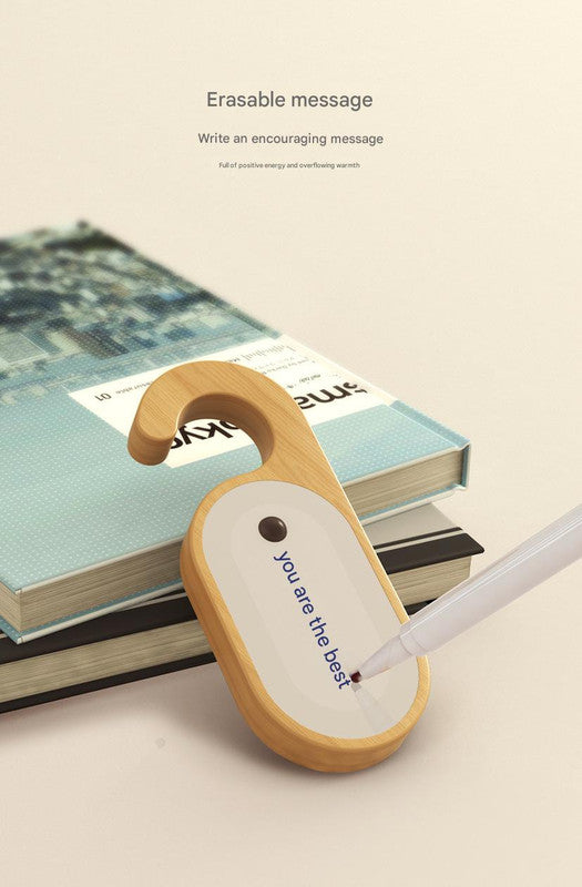 Wooden Motion Sensor LED Night Light - Doorknob Hanger & Writable Message Board