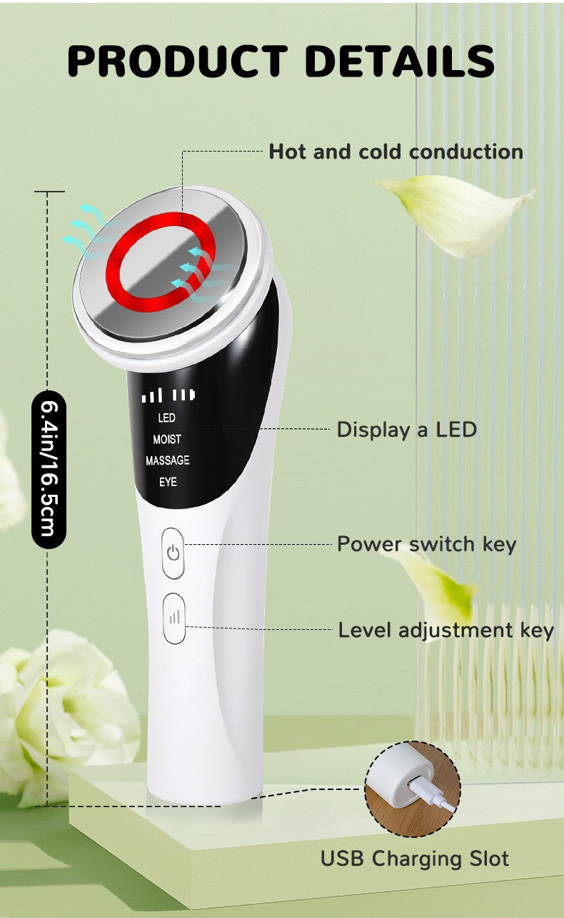 Cold Photon LED Light Therapy Facial Massager - EMS, Hot Compress, Skin Rejuvenation Wand