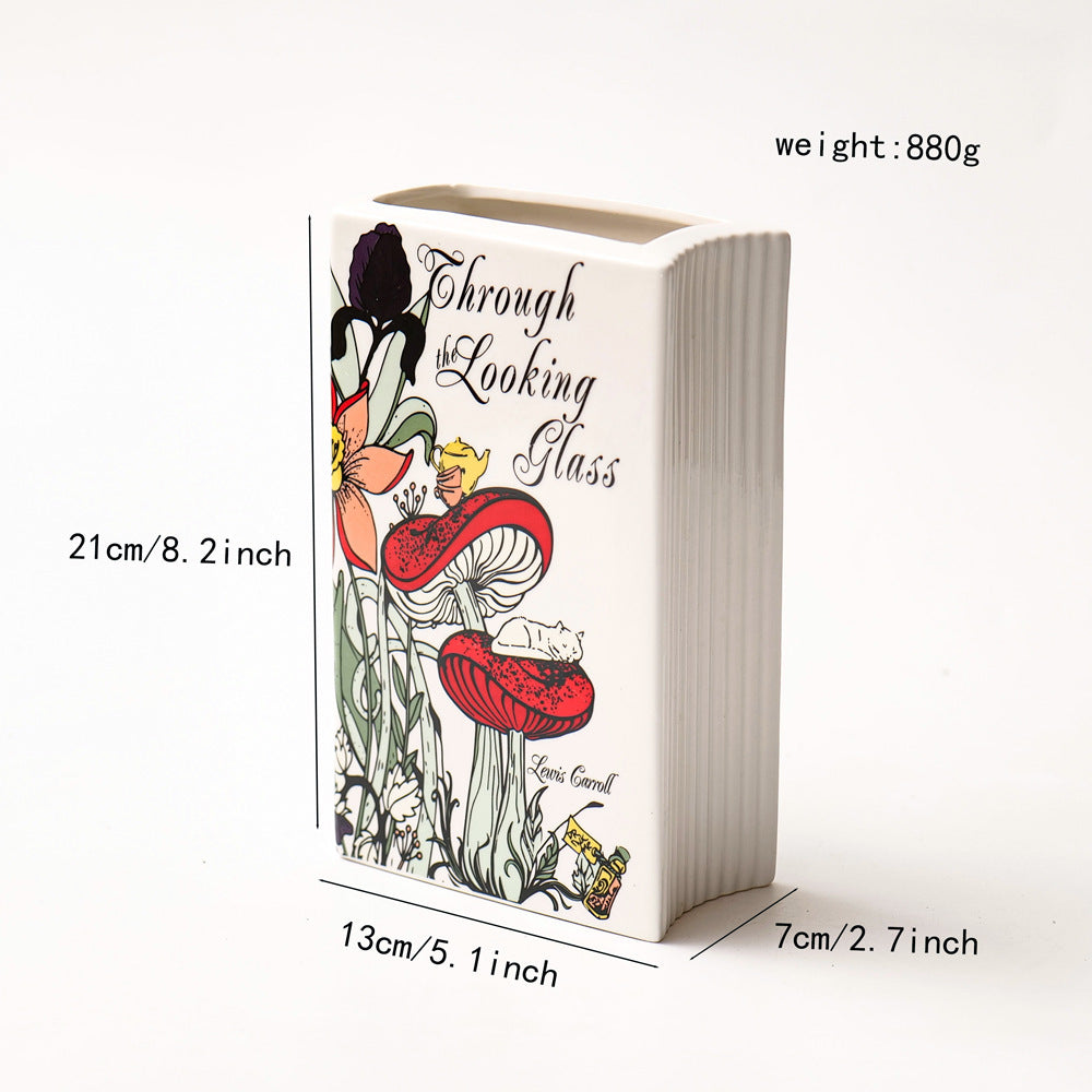 Literary Book Vase - Creative Ceramic Planter & Desk Organizer(Type A - 21x13x7cm)