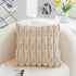 A pair of Khaki Plush Faux Rabbit Fur Throw Pillow Cover - Textured Wheat Ear Design (45x45cm)