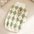 Classic Argyle Dog Sweater - Green & White Knit for Corgis & Medium Breeds (Size : S)