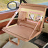 Brown Foldable Car Back Seat Organizer Tray - PU Leather Travel Desk with Tablet Holder
