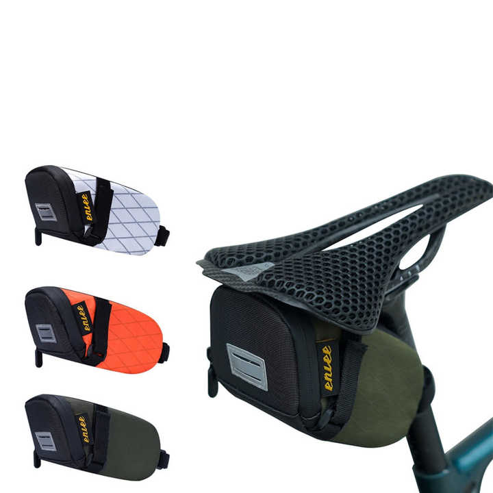 Orange And Black Water-Resistant Bicycle Saddle Bag - 1.3L Reflective Seat Pack for Road & Mountain Bikes