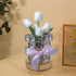 Red Elegant Crystal Tulip LED Night Light - Rechargeable Touch Lamp with 3 Colors & Dimming