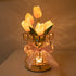 Pink Elegant Crystal Tulip LED Night Light - Rechargeable Touch Lamp with 3 Colors & Dimming