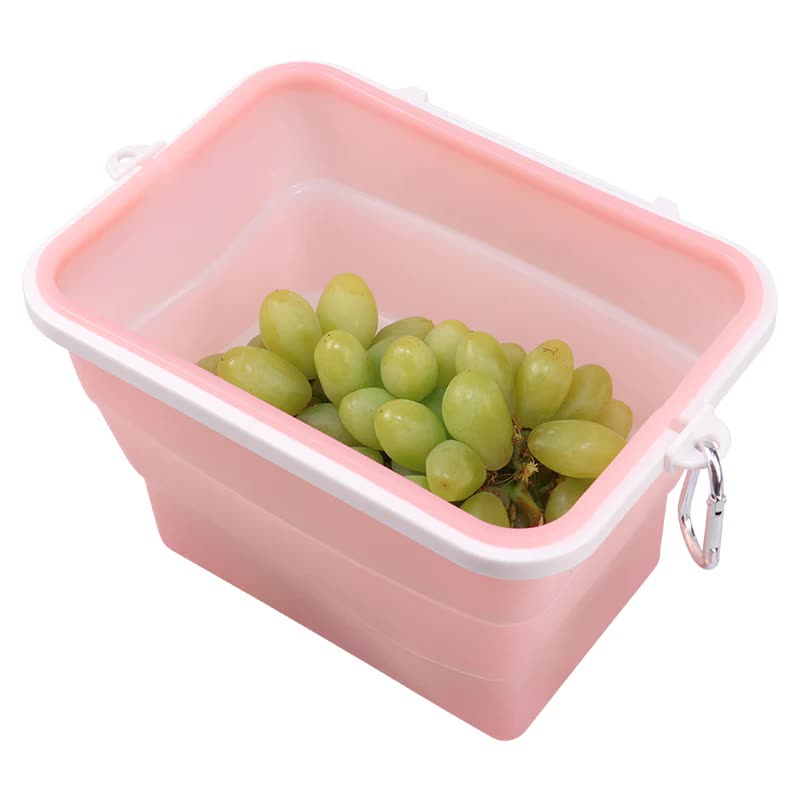 2 Pcs Pink Collapsible Silicone Food Storage Container - Microwave & Freezer Safe Lunch Box
