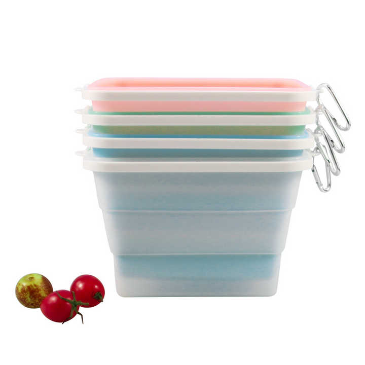 2 Pcs Pink Collapsible Silicone Food Storage Container - Microwave & Freezer Safe Lunch Box
