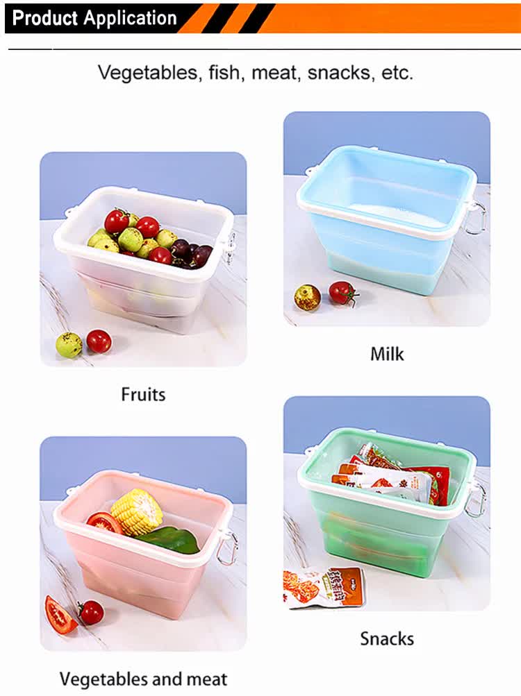 2 Pcs Green Collapsible Silicone Food Storage Container - Microwave & Freezer Safe Lunch Box