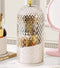 White Elegant 360 Rotating Makeup Brush Holder & Cosmetic Organizer with Dustproof Dome Lid(Makeup is a prop for shooting and is not included)