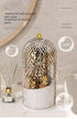 White Elegant 360 Rotating Makeup Brush Holder & Cosmetic Organizer with Dustproof Dome Lid(Makeup is a prop for shooting and is not included)