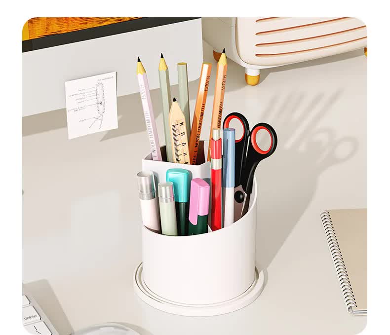 Black Elegant 360 Rotating Makeup Brush Holder & Cosmetic Organizer with Dustproof Dome Lid(Makeup is a prop for shooting and is not included)