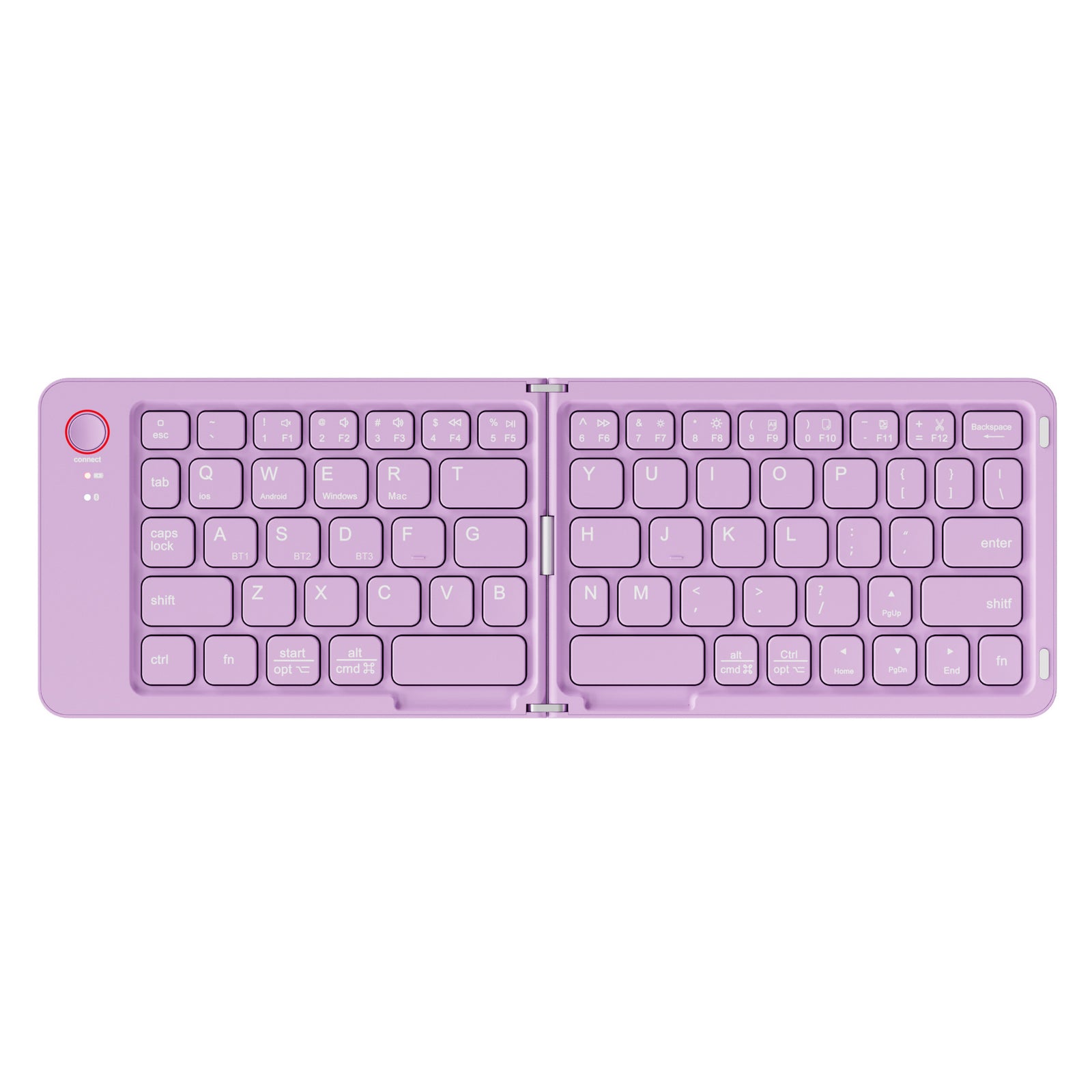 Purple Ultra-Slim Foldable Bluetooth Keyboard - Portable Wireless Rechargeable Travel Keyboard for iOS Android Windows Devices