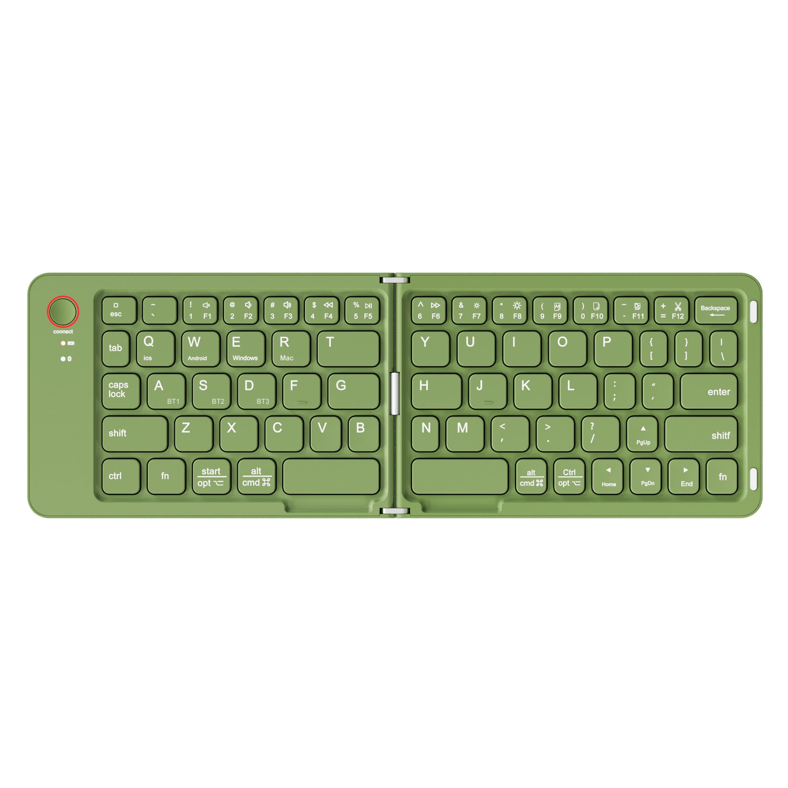 Green Ultra-Slim Foldable Bluetooth Keyboard - Portable Wireless Rechargeable Travel Keyboard for iOS Android Windows Devices