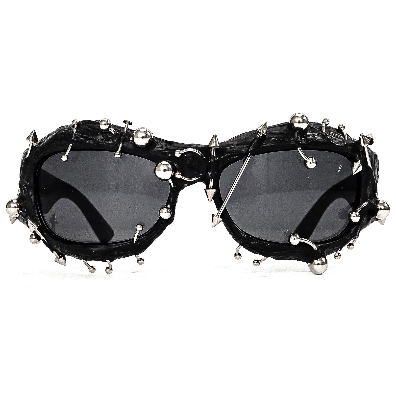 Pink Edgy Punk Rock Spiked Sunglasses - Statement Goth Studded Eyewear