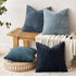 Dark Green Plush Chenille Cushion Covers Set of 2 - Soft Textured Decorative Throw Pillow Cases for Sofa Couch, 45x45cm