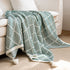 Green and Beige Diamond Pattern Soft Cozy Knit Throw Blanket with Tassels - Geometric Pattern Lightweight Acrylic Blanket for Sofa Couch Bed, 130x150cm