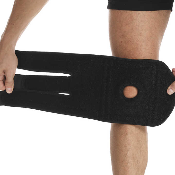 Black Adjustable Knee Brace Support (Pair) with Dual Spring Stabilizers & Patella Gel Pad - Non-Slip for Sports Running Hiking