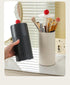 Black Automatic Lifting Makeup Brush Holder - Dustproof Desktop Organizer with Lid & Compartments