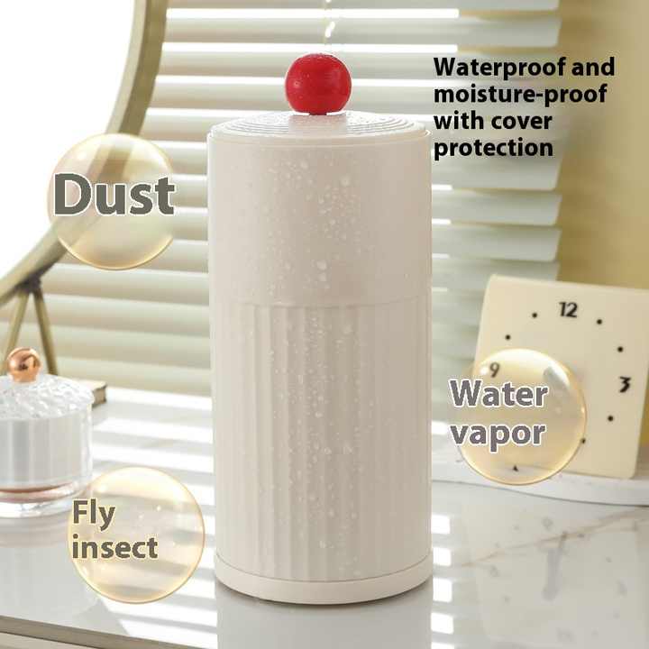 Black Automatic Lifting Makeup Brush Holder - Dustproof Desktop Organizer with Lid & Compartments