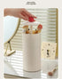 Black Automatic Lifting Makeup Brush Holder - Dustproof Desktop Organizer with Lid & Compartments