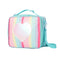 Blue Sparkling Rainbow Heart Insulated Lunch Bag for Kids - Portable School Lunch Box with Shoulder Strap