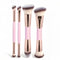 Pink and Glod Versatile 4pc Dual-Ended Makeup Brush Set - Soft Synthetic Bristles for Foundation Blush Contour Concealer