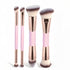 Pink and Glod Versatile 4pc Dual-Ended Makeup Brush Set - Soft Synthetic Bristles for Foundation Blush Contour Concealer
