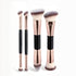 Black and Glod Versatile 4pc Dual-Ended Makeup Brush Set - Soft Synthetic Bristles for Foundation Blush Contour Concealer