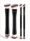 Black Versatile 4pc Dual-Ended Makeup Brush Set - Soft Synthetic Bristles for Foundation Blush Contour Concealer