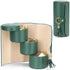 Black and Khaki Elegant 3-Tier Cylindrical Travel Jewellery Box - PU Leather Organizer for Rings Earrings Necklaces with Tassel Charm