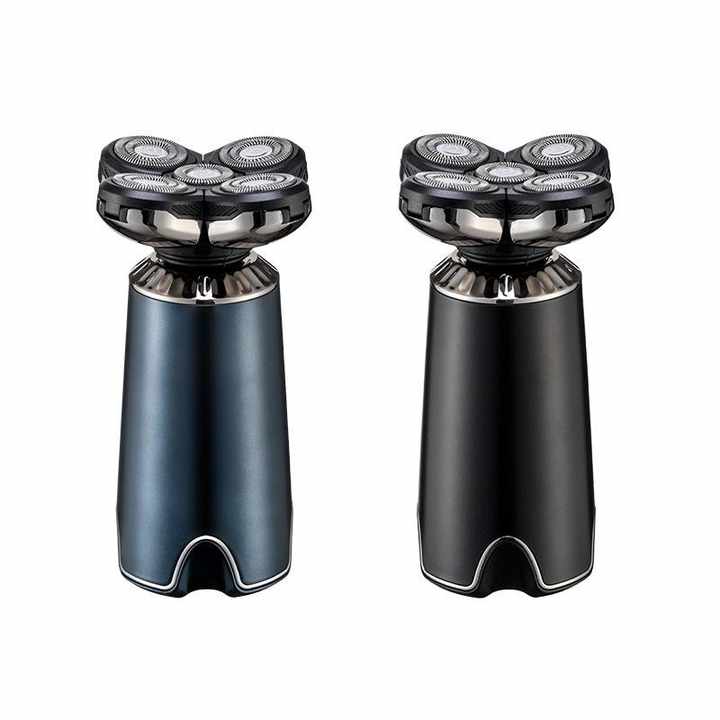 Dark Blue Men's 5-Head Electric Rotary Shaver - Waterproof Wet/Dry USB Rechargeable Razor for Face & Bald Head Shaving