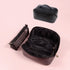 Black Elegant PU Leather Makeup Bag & Toiletry Organizer with Detachable Mesh Pouch - Large Capacity Travel Cosmetic Case