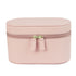 Pink Elegant PU Leather Makeup & Toiletry Bag - Large Capacity Travel Cosmetic Organizer with Brush Holder