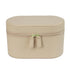 Beige Elegant PU Leather Makeup & Toiletry Bag - Large Capacity Travel Cosmetic Organizer with Brush Holder