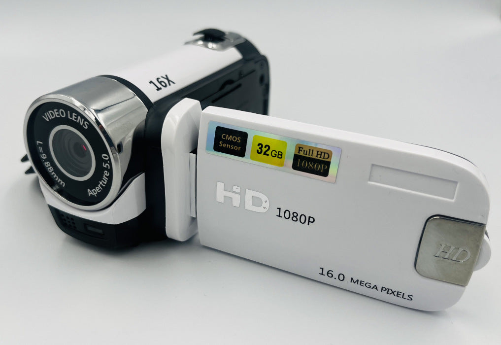 White Capture Life's Moments: HD 1080P Digital Camcorder - 16MP Photos, 16X Digital Zoom, 2.7 LCD Screen
