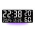 Black Background With White Light Sleek Large LED Digital Wall & Desk Clock - Remote Control, Temperature, Humidity, Dual Alarms, Calendar