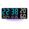Black Background With Blue and White Light Sleek Large LED Digital Wall & Desk Clock - Remote Control, Temperature, Humidity, Dual Alarms, Calendar