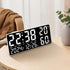 Black Background With Blue and White Light Sleek Large LED Digital Wall & Desk Clock - Remote Control, Temperature, Humidity, Dual Alarms, Calendar