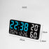 Black Background With Blue,Green and White Light Sleek Large LED Digital Wall & Desk Clock - Remote Control, Temperature, Humidity, Dual Alarms, Calendar