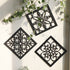 Black Set of 4 Intricate Black Wooden Wall Art Panels - Diamond Mandala Style Home Decor Plaques