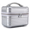 Silver Durable Hard Shell Makeup Travel Case - Large Capacity Portable Cosmetic Organizer Box with Handle