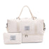 White Chic 3-Piece Quilted Travel Bag Set - Duffel, Crossbody Sling & Toiletry Pouch - Large Capacity & Lightweight