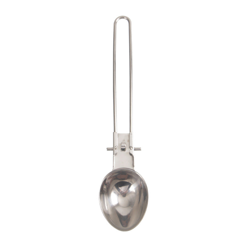 Silver 304 Stainless Steel Folding Camping Ladle  - 2 Pack Deep Serving Spoons, Portable & Eco-Friendly