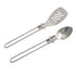Silver 304 Stainless Steel Folding Camping Ladle  - 2 Pack Deep Serving Spoons, Portable & Eco-Friendly